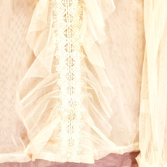 NEW: SHEER MOCK NECK RUFFLED BLOUSE - Picture 4 of 16